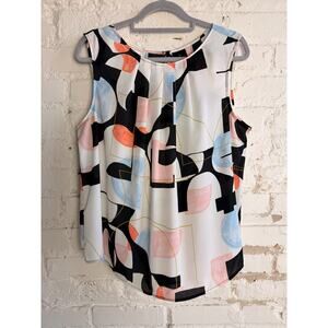Worthington XL Sleeveless Blouse Abstract Print Lightweight Career Top Office